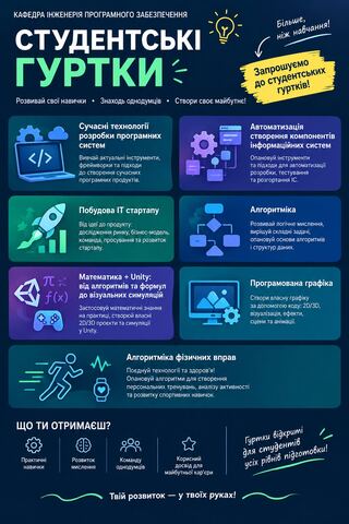 Афіша студентських гуртків кафедри ІПЗ